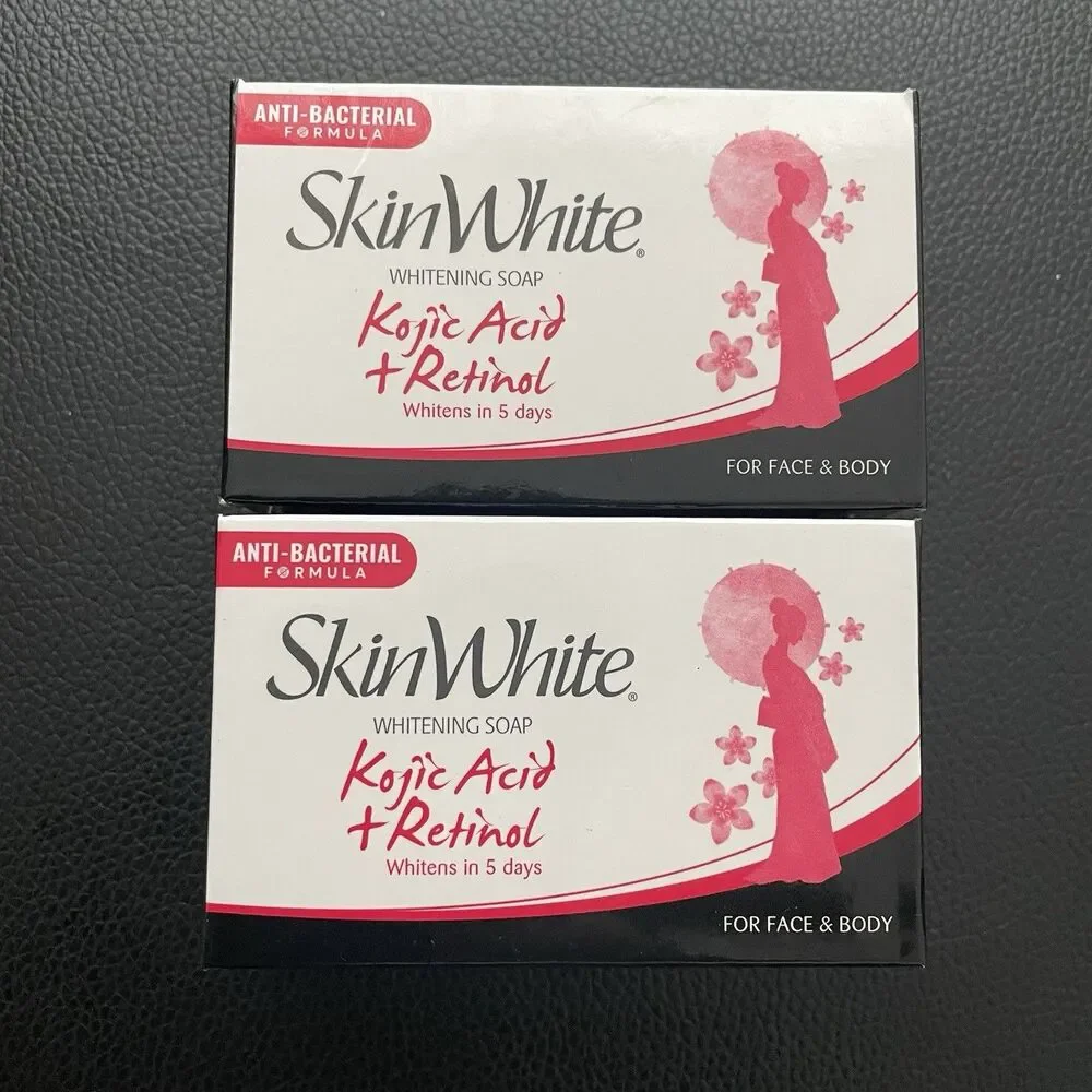 2 Boxes SkinWhite Kojic Acid+Retinol Whitening Soap Anti-Bacterial Formula 90g